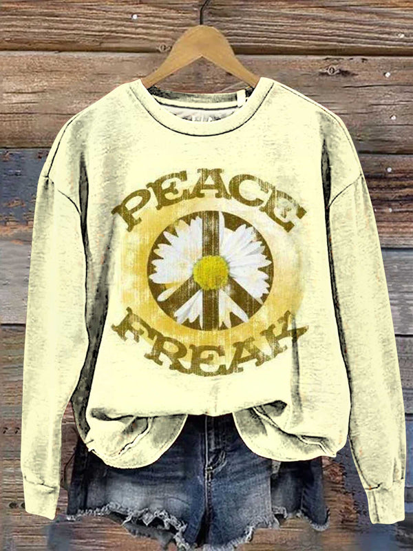 Retro Hippie Peace Sign Love and Peace Casual Sweatshirt