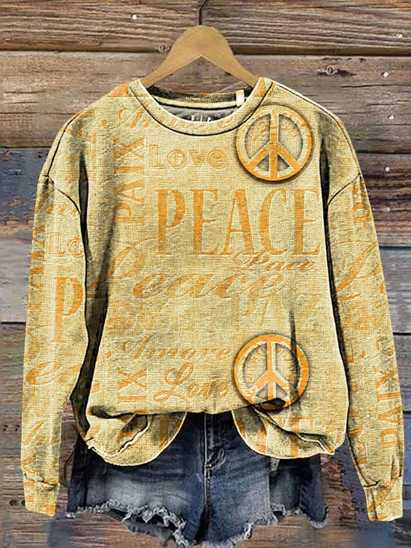 Love and Peace Art Print Casual Sweatshirt