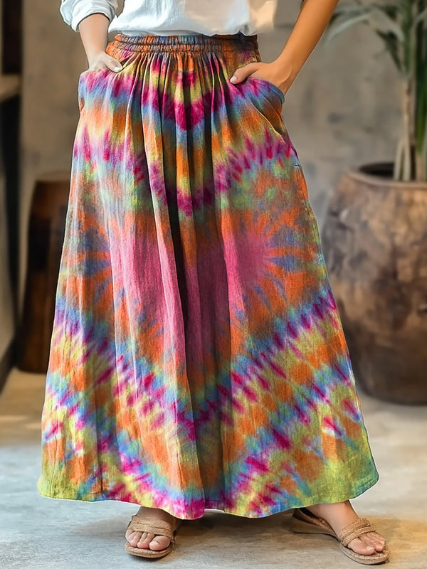 Colorful Love Tie Dye Women's Cotton Skirt