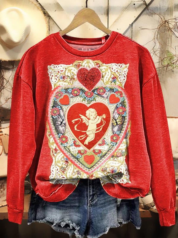 Vintage Valentine's Art Print Casual Sweatshirt