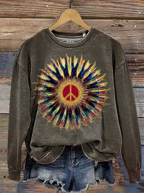 Retro Hippie Peace Sign Love and Peace Casual Sweatshirt