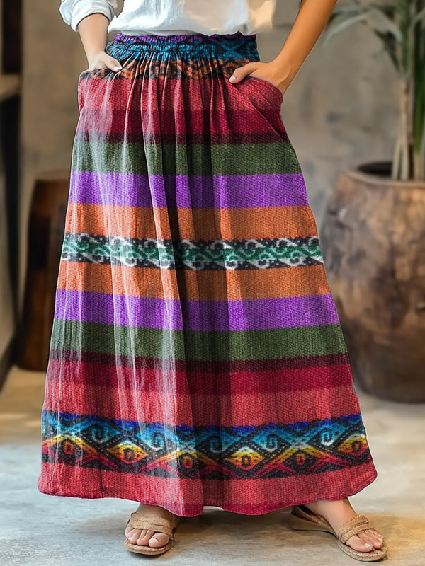 Colorful Kenya Style Print Women's Cotton Skirt