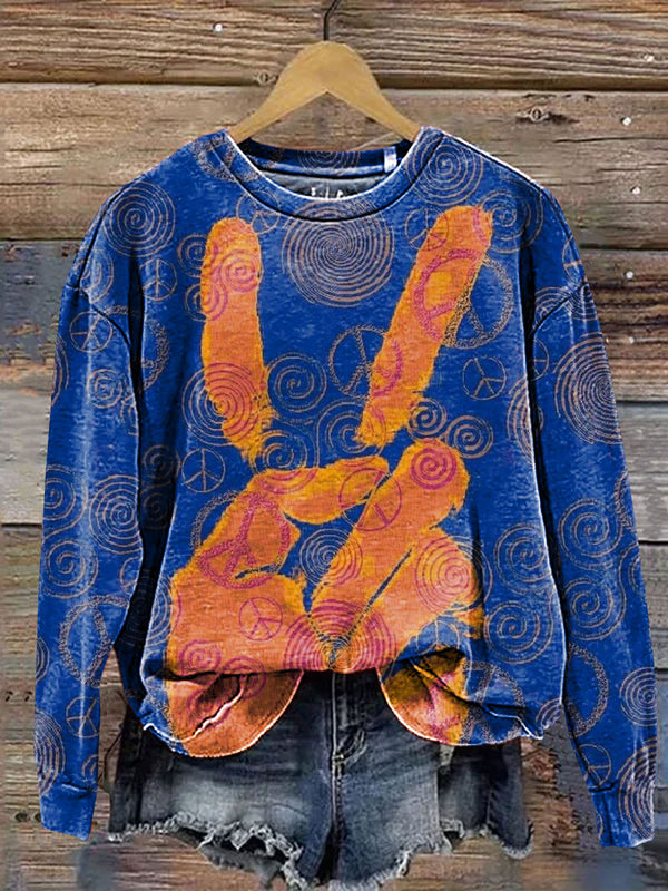 Love and Peace Art Print Casual Sweatshirt