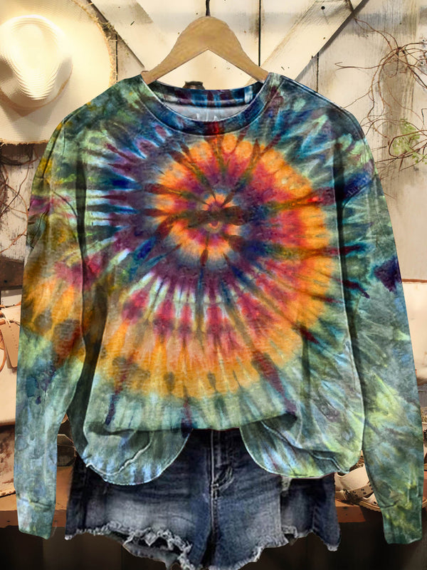 Colorful Swirls Tie-Dye Casual Long Sleeve Sweatshirt