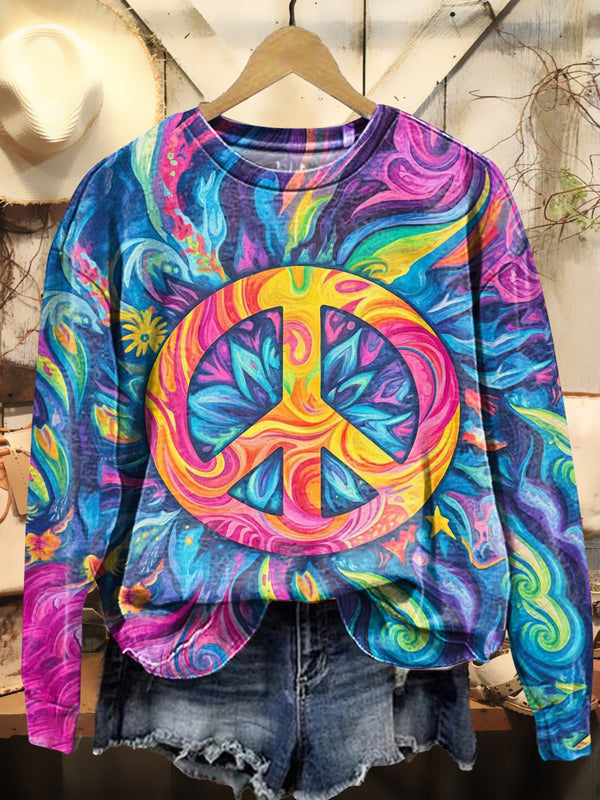 Colorful Peace Symbol Long Sweatshirt