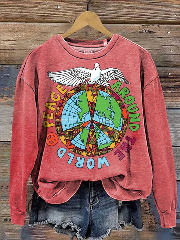 Around The World Dove Of peace Long Sleeve Sweatshirt