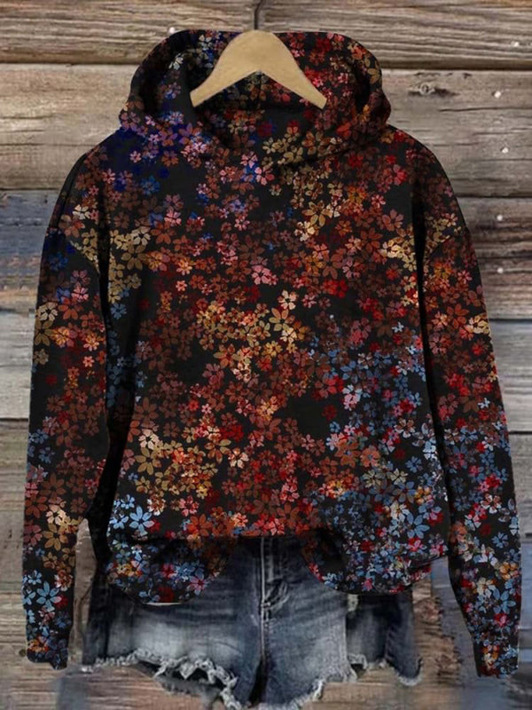 Colorful Floral Casual Hooded Sweatshirt