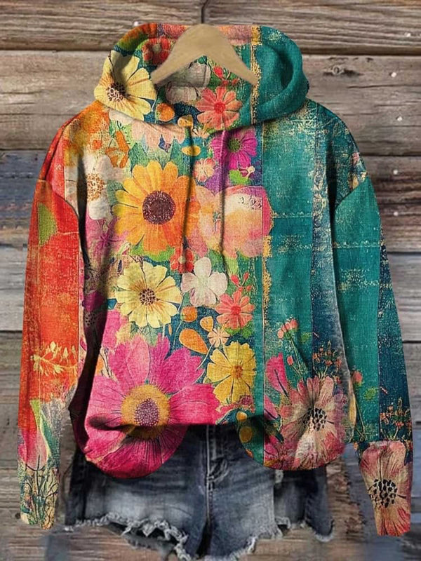 Colorful Sunflower Casual Hooded Sweatshirt