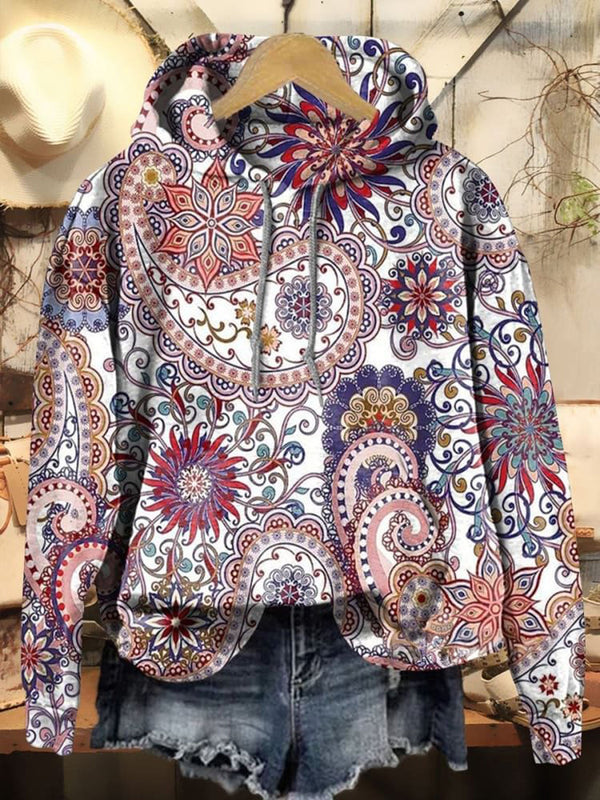 Paisley Floral Vintage Hooded Sweatshirt