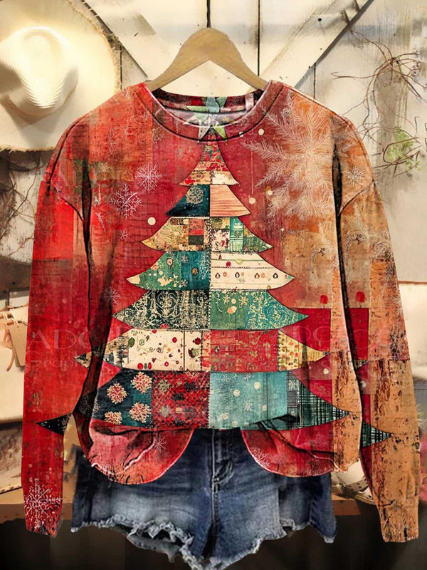 Christmas Tree Printed Long Sleeve Casual Top