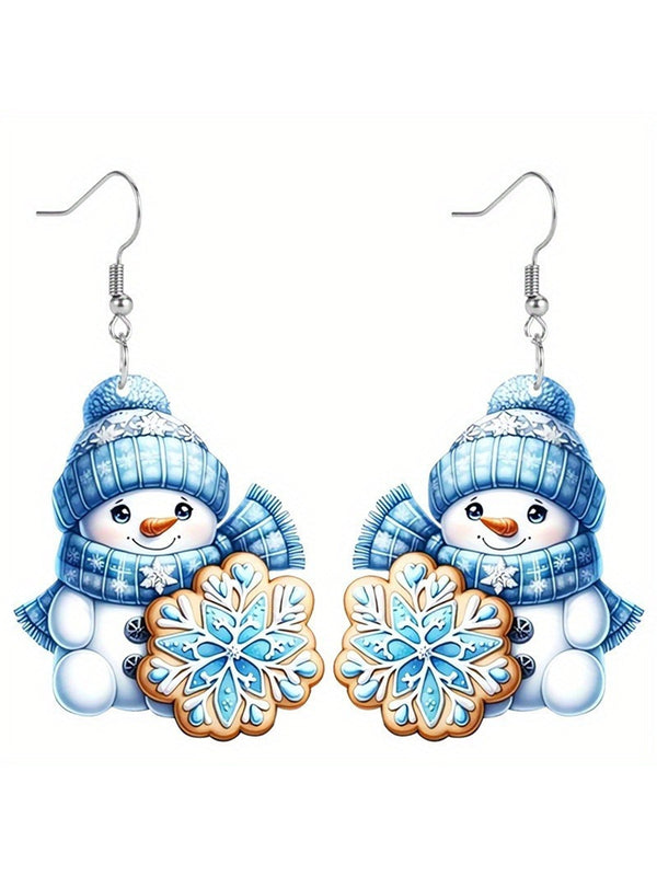 Sequin Acrylic Cartoon Christmas Snowman Earrings