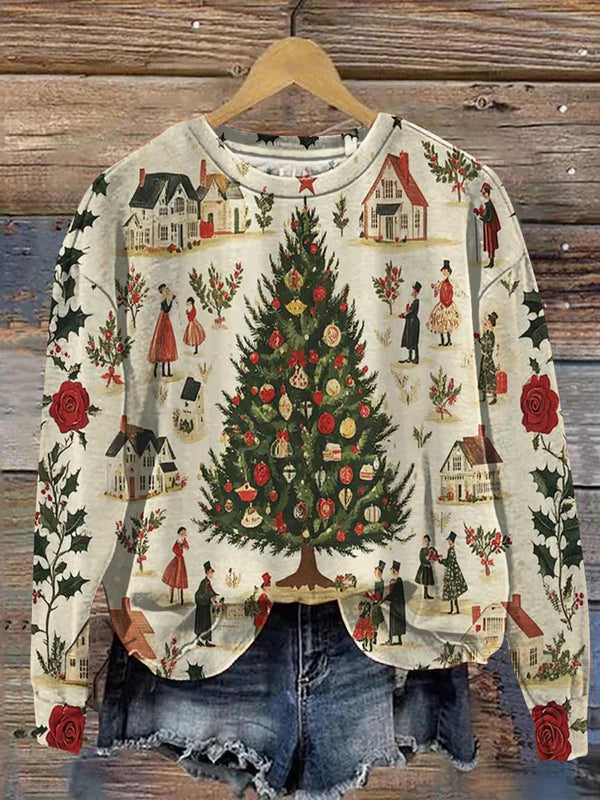 Christmas Tree Printed Long Sleeve Casual Top