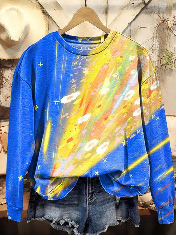 Colorful Painting Printed Long Sleeve Casual Top