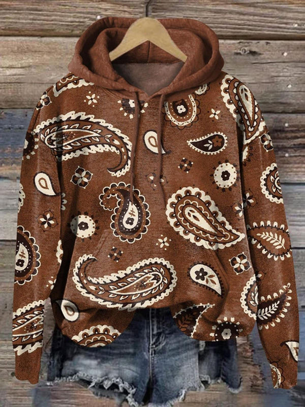 Paisley Pattern Art Print Long Sleeve Printed Hoodie