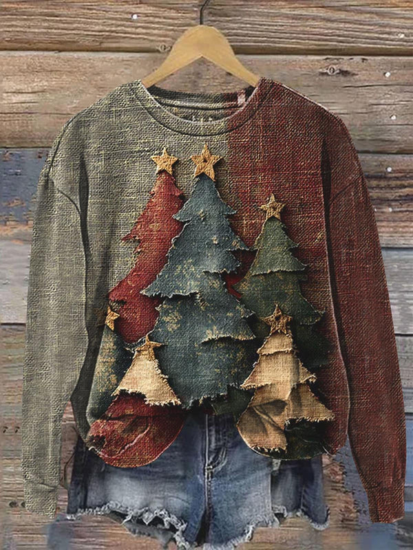 Christmas Tree Printed Long Sleeve Casual Top