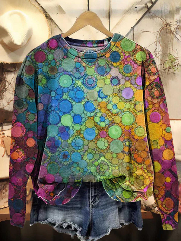 Abstract Doodle Paintings Printed Long Sleeve Casual Top