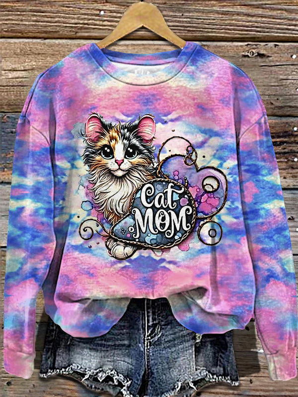 Women's Magical Cat And Mouse Printed Long Sleeve Casual Top