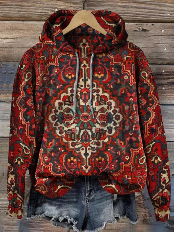 Vintage Lovely Floral Long Sleeve Printed Hoodie