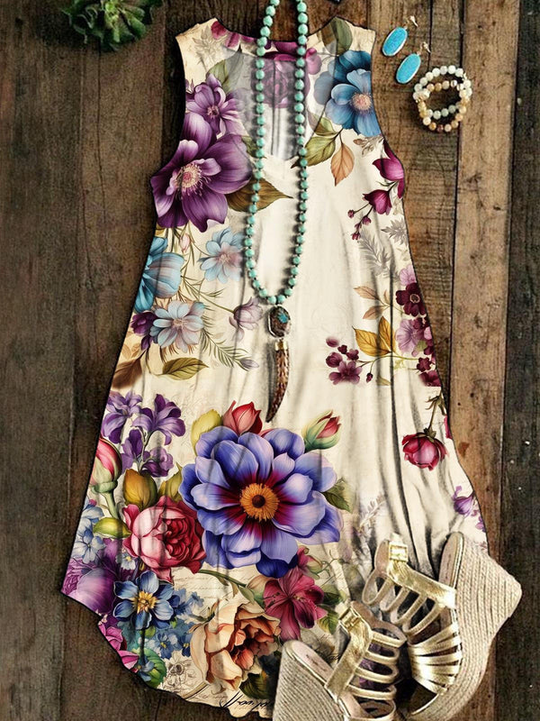 Floral Print Casual V-Neck Dress