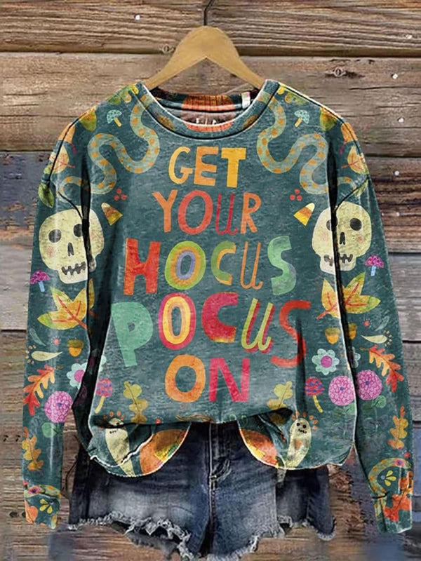 Get Yocus Hocus Pocus On Printed Long Sleeve Casual Top