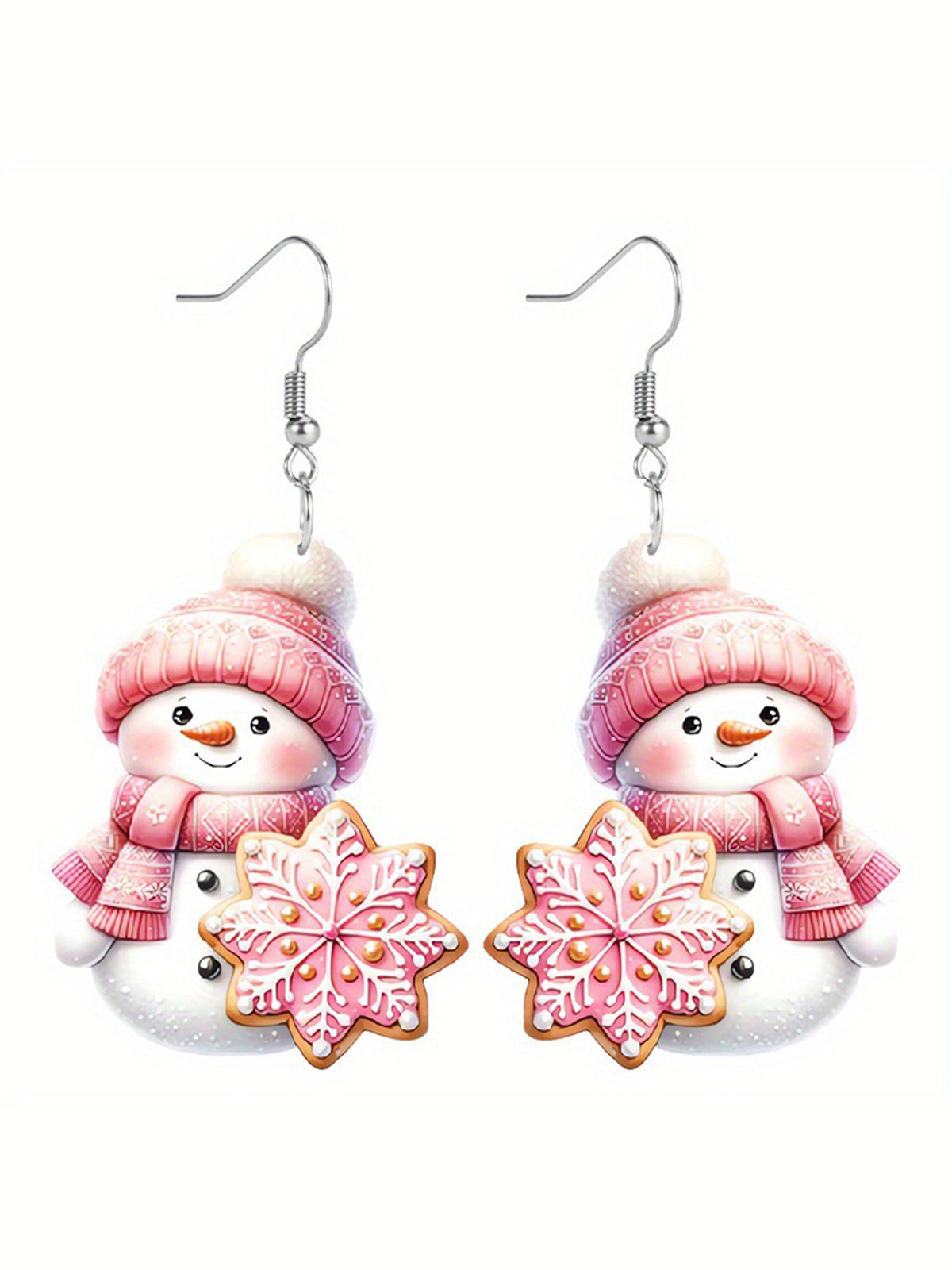 Sequin Acrylic Cartoon Christmas Snowman Earrings