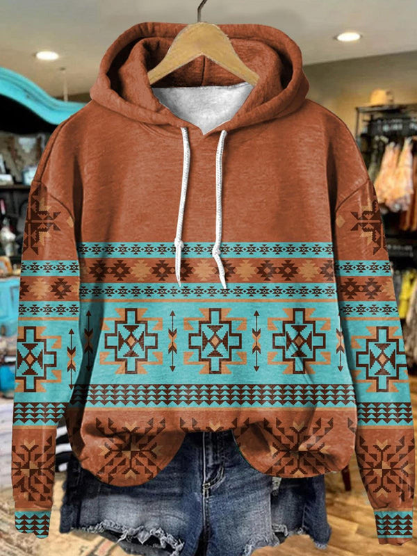 Western Ethnic Style Long Sleeve Printed Hoodie