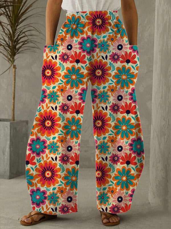 Women's Vintage Floral Print Casual Pants