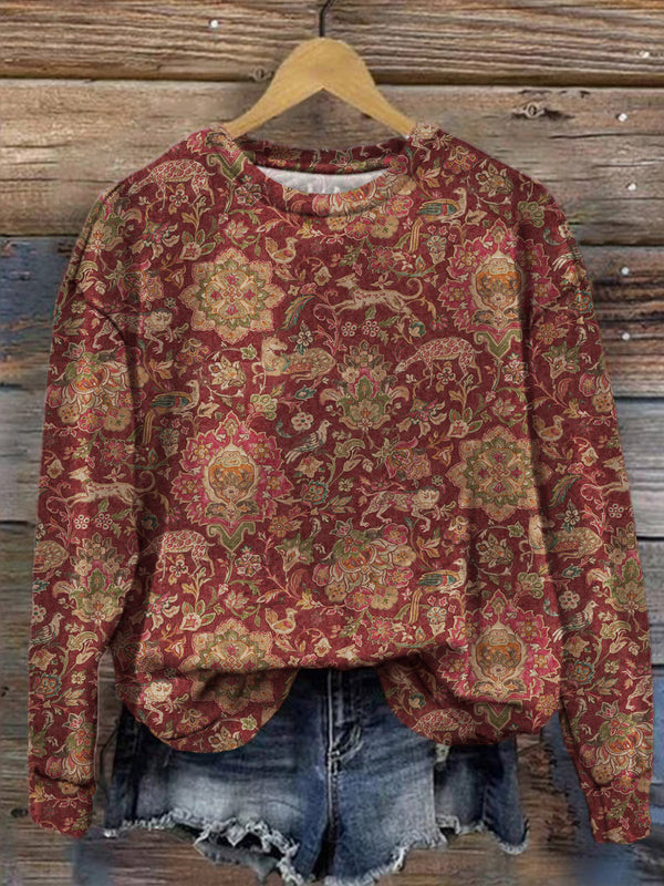 Women's Sacred Beast Vintage Floral Print Long Sleeve Top